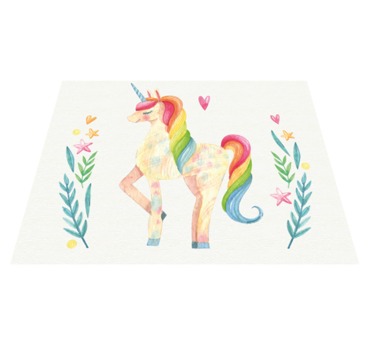 unicorn horse with beautiful hair animal rug - TenStickers