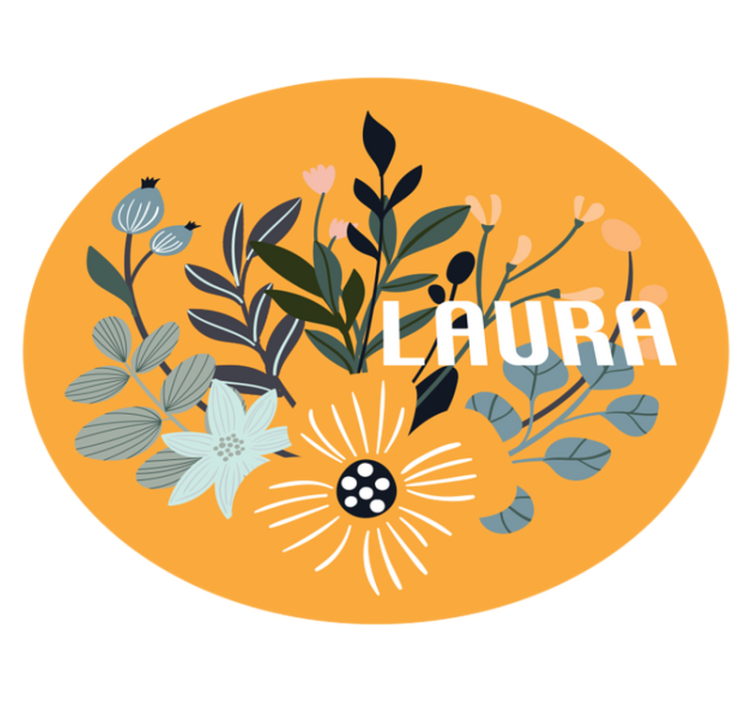 Personalized Floral Crest custom vinyl rug - TenStickers