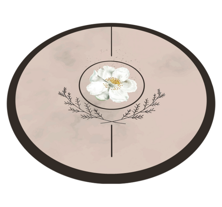 Floral Circle Emblem flower vinyl rug - TenStickers