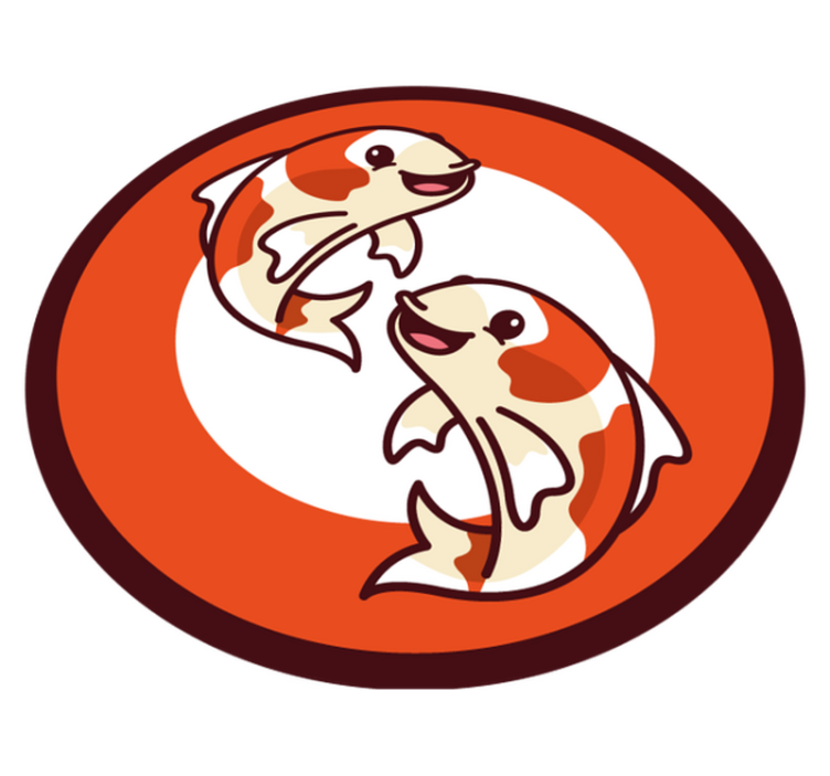 Playful Koi Circle animal vinyl rug - TenStickers