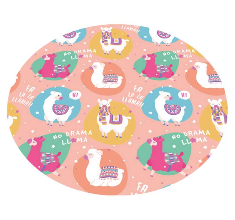 Lively Llama Circle vinyl rug - TenStickers