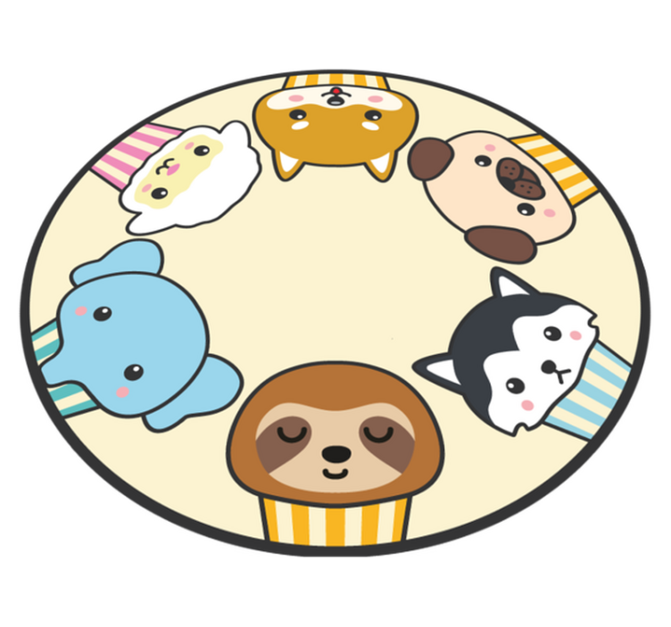 Anime animals circle animal rug - TenStickers