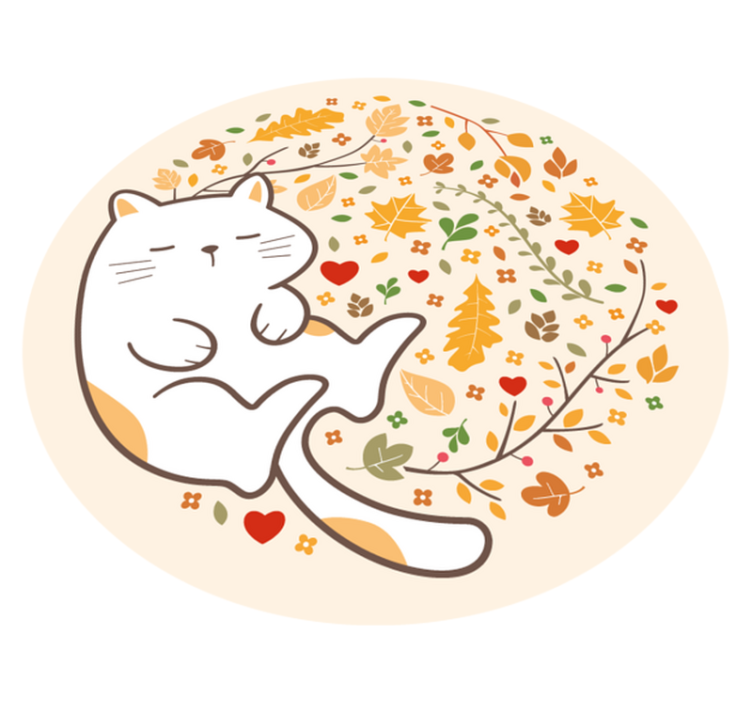 Autumn Cat Illustration vinyl rug - TenStickers