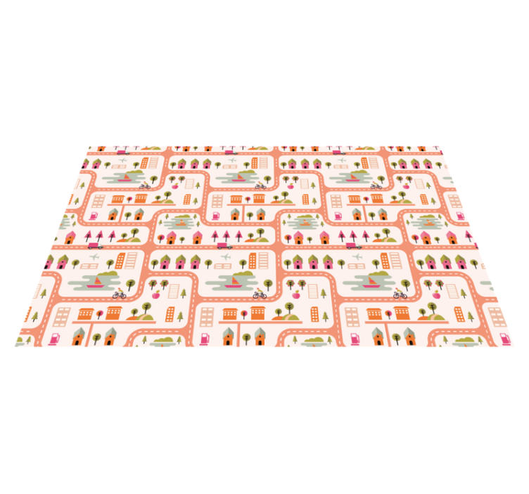 Playful Town Map road vinyl rug - TenStickers