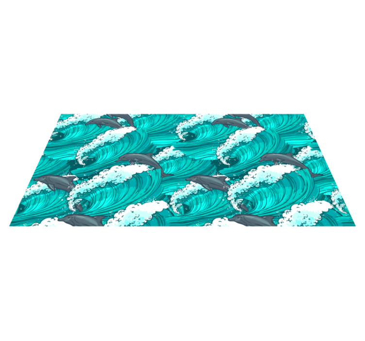 Dolphin Wave Motif animal vinyl rug - TenStickers