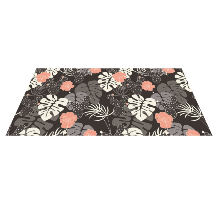 Tropical black design flower vinyl rug - TenStickers