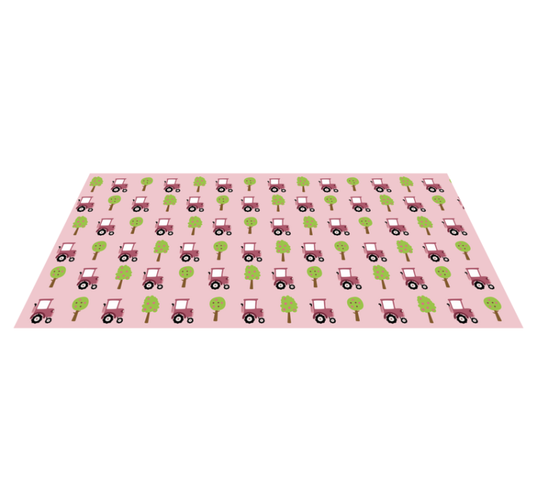 Pink tractor pattern kids vinyl rug - TenStickers