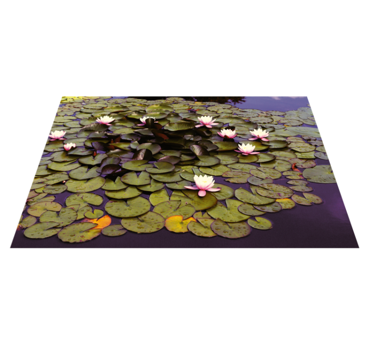 Lotus in pond floral vinyl rug - TenStickers