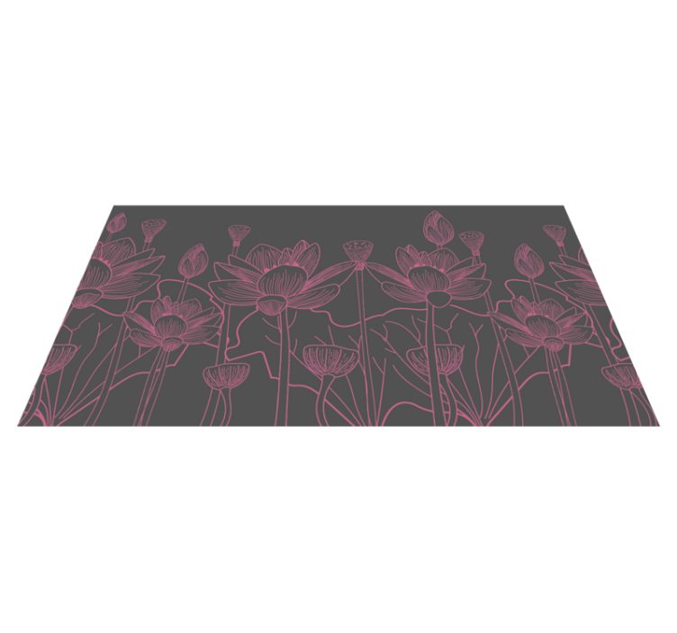 Floral Contour Sketch flower vinyl rug - TenStickers