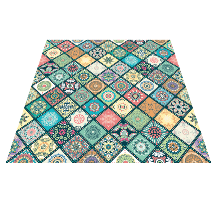 Colourful tiles mandala vinyl rug - TenStickers