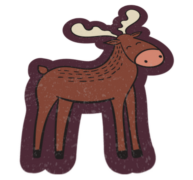 Brown moose cartoon animal rug - TenStickers