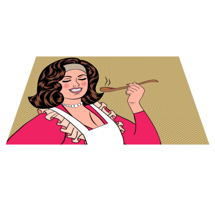 Cartoon chef flipping food  kitchen floor tiles - TenStickers