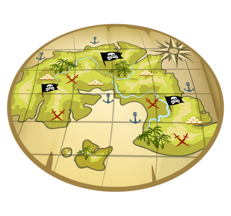 Pirate treasure map kids vinyl rug - TenStickers