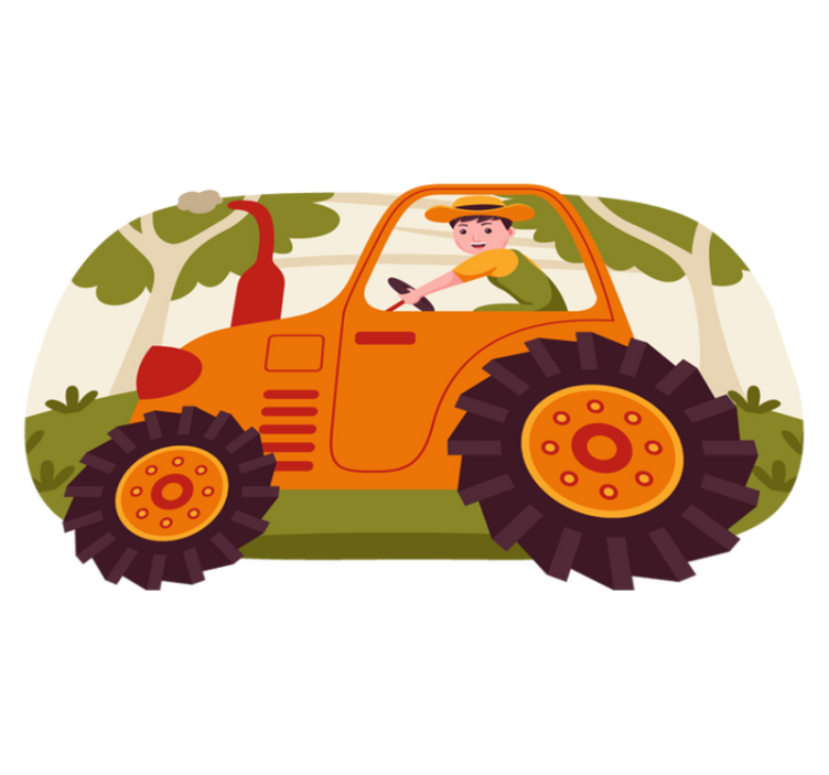 Plain Orange Tractor kids vinyl rug - TenStickers
