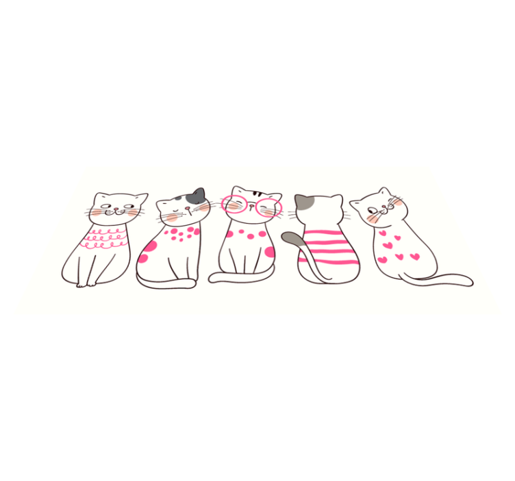 Playful Cat Illustrations vinyl rug - TenStickers