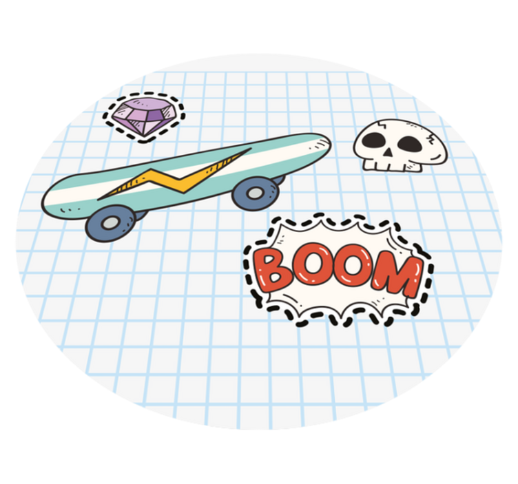 Skateboard Comic Illustration vinyl rug - TenStickers