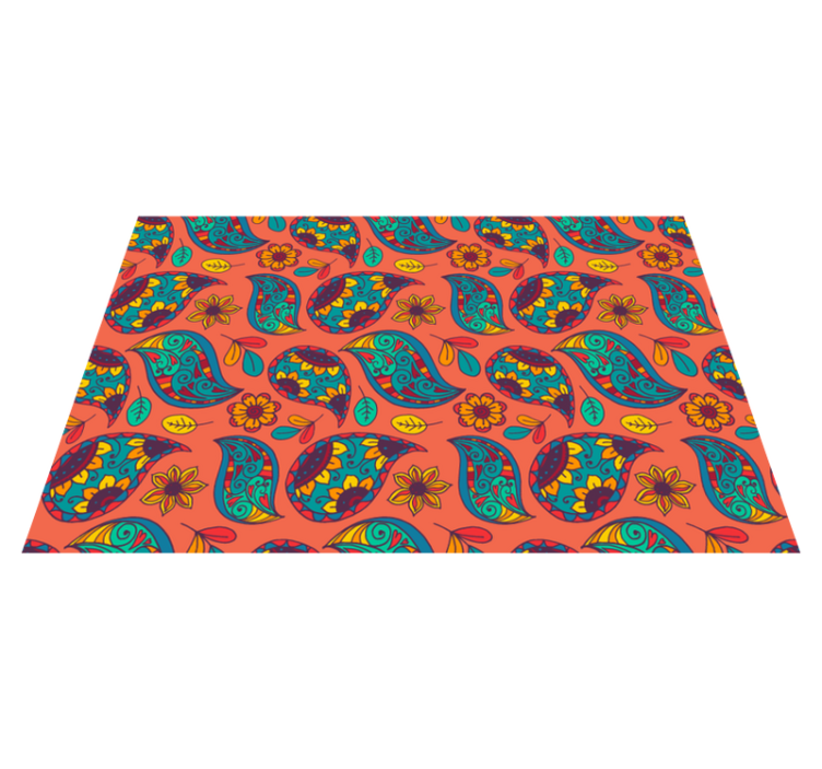 Floral Paisley Pattern flower vinyl rug - TenStickers