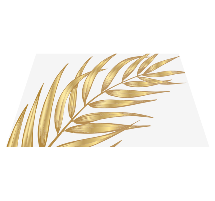 Golden Foliage Pattern flower vinyl rug - TenStickers