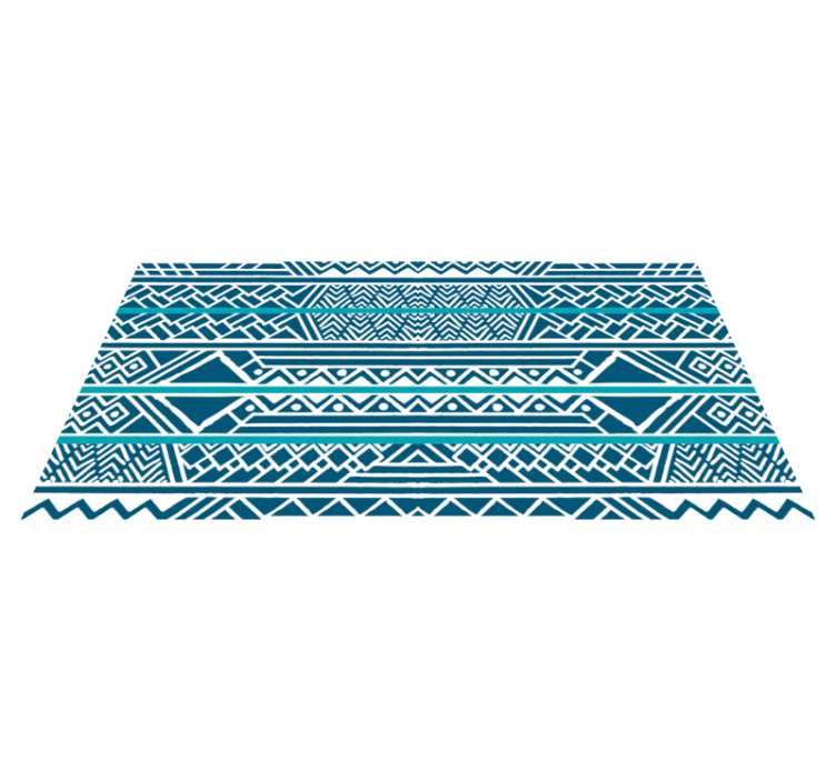 Teal blue stripes ethnic vinyl rug - TenStickers