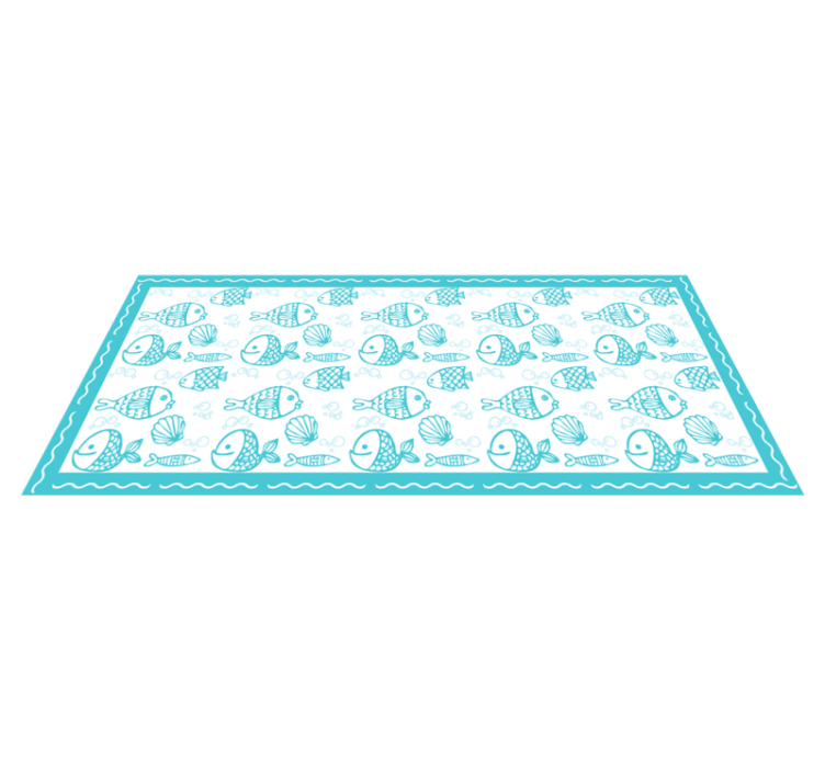 Blue aquatic animals kitchen vinyl rug - TenStickers