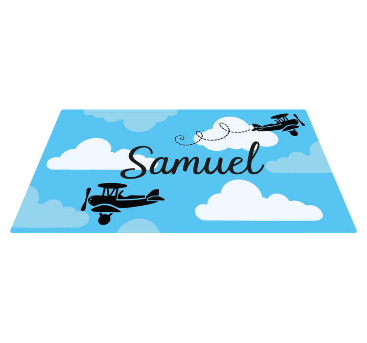Sky planes with name vinyl rug - TenStickers