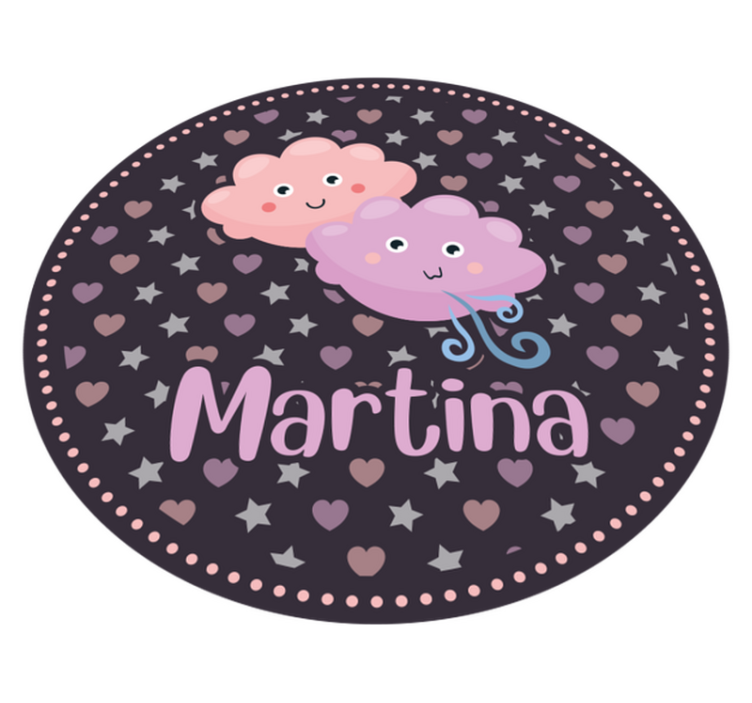 Purple clouds with name vinyl rug - TenStickers