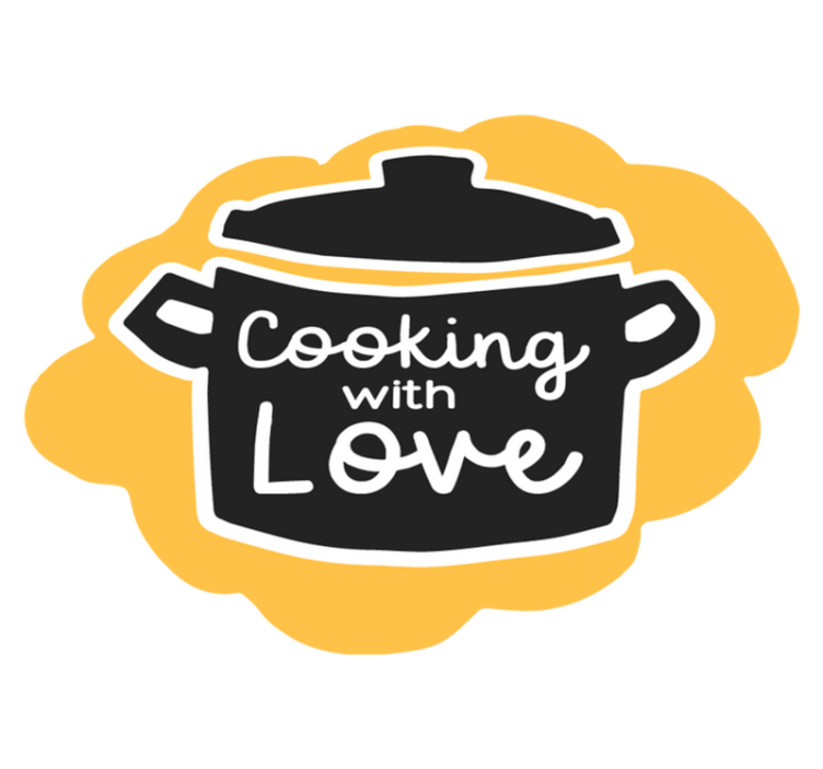 Pot cooking with love kitchen vinyl rug - TenStickers