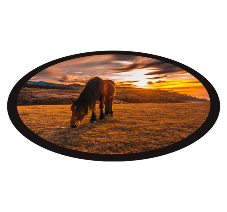 Majestic horse eating animal vinyl rug - TenStickers
