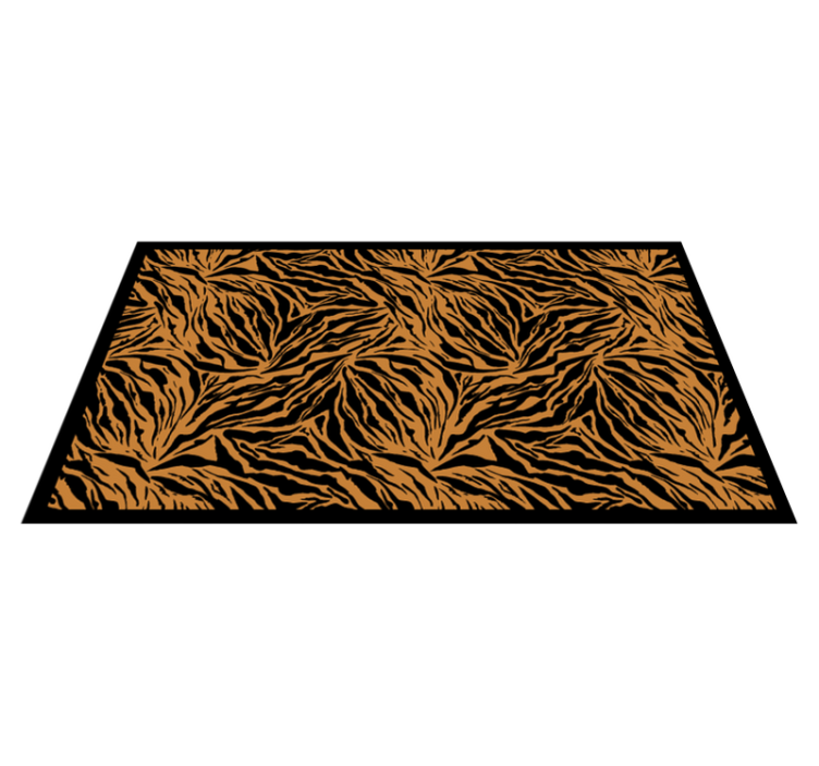 Orange tiger print animal print vinyl rug - TenStickers