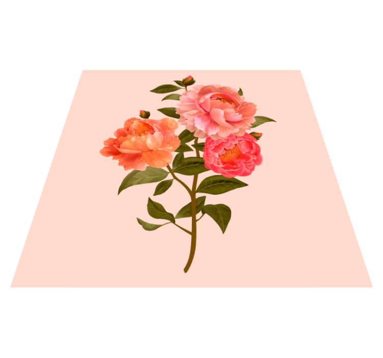 Peony arrangement flower vinyl rug - TenStickers