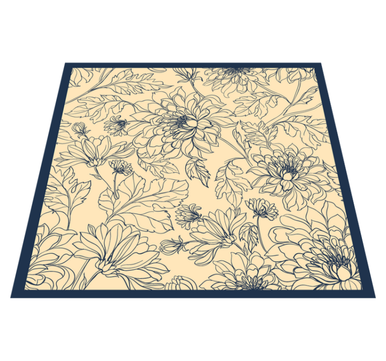 Elegant floral outline living room vinyl rug - TenStickers