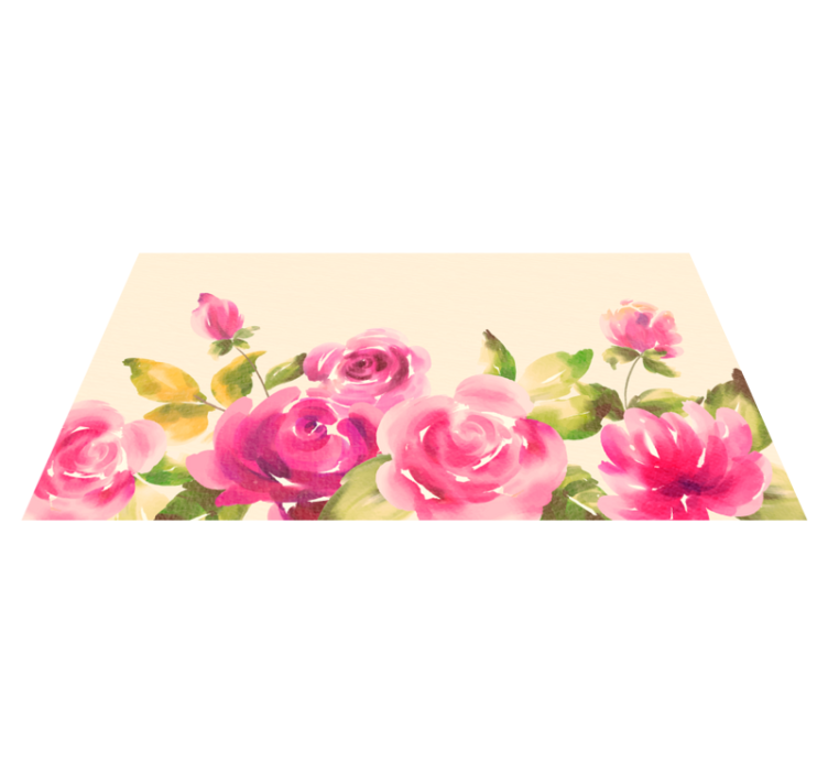 Pink floral design flower vinyl rug - TenStickers