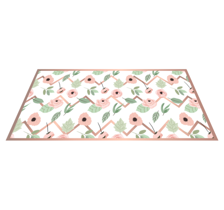 Floral zig zaks kitchen floor tiles - TenStickers