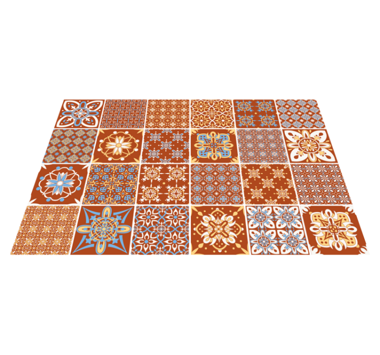 Red floral tile vinyl carpet - TenStickers