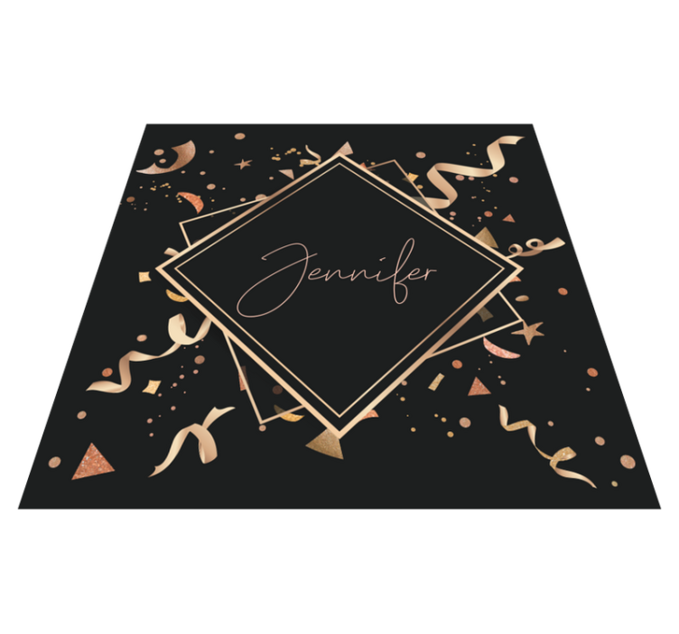 Gold confetti with name teenager vinyl rug - TenStickers
