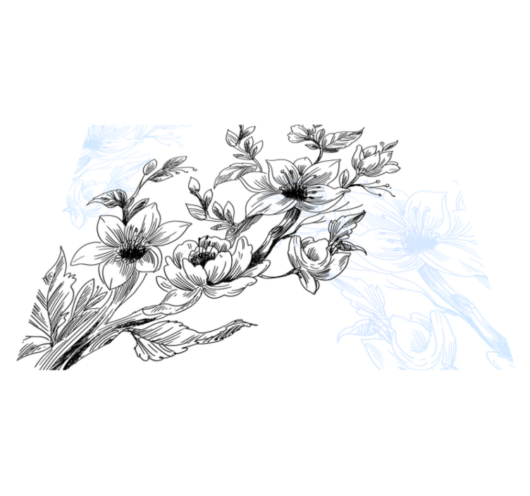 Azure Blossom Concept flower vinyl rug - TenStickers