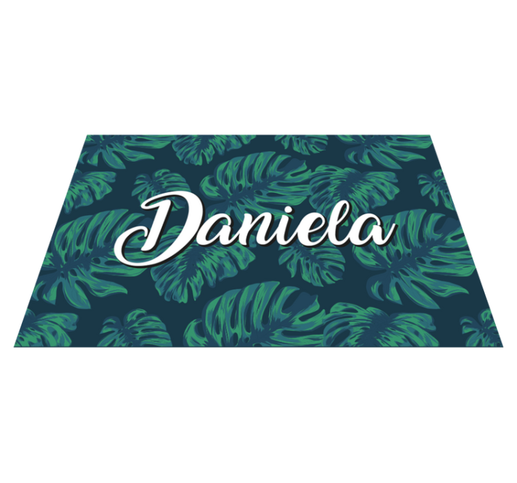 Tropical leaves with name teenager vinyl rug - TenStickers