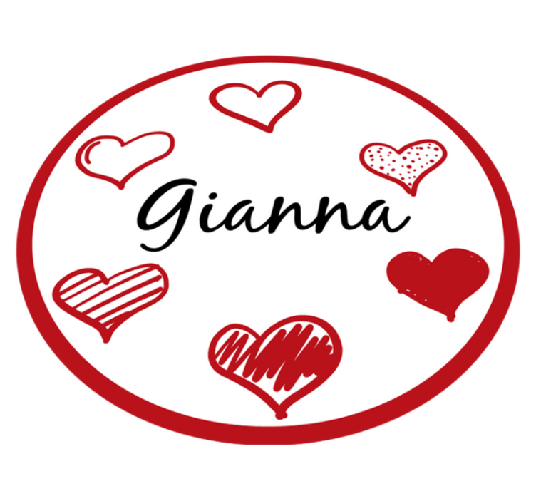 Red hearts with name teen vinyl rug - TenStickers