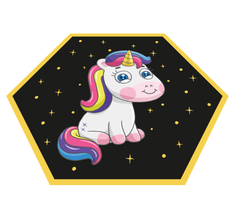 Unicorn sitting with rainbow kids vinyl rug - TenStickers