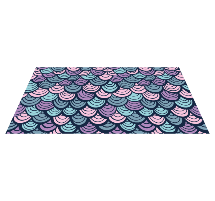 Purple and blue wave motif geometric vinyl rug - TenStickers