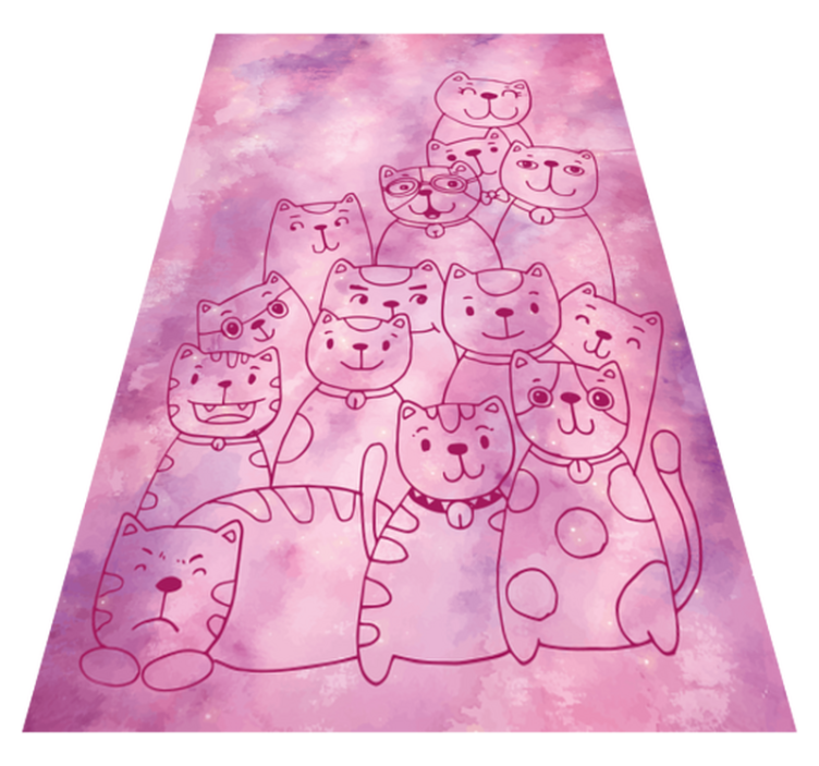 PLAYFUL CAT GATHERING vinyl rug - TenStickers