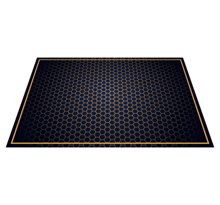 Golden and blue hexagons geometric rugs - TenStickers