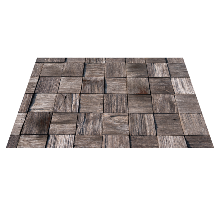 Grey squares design wood vinyl rug - TenStickers