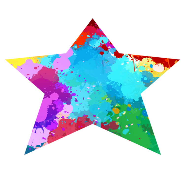 Star with colorful strokes vinyl rug - TenStickers