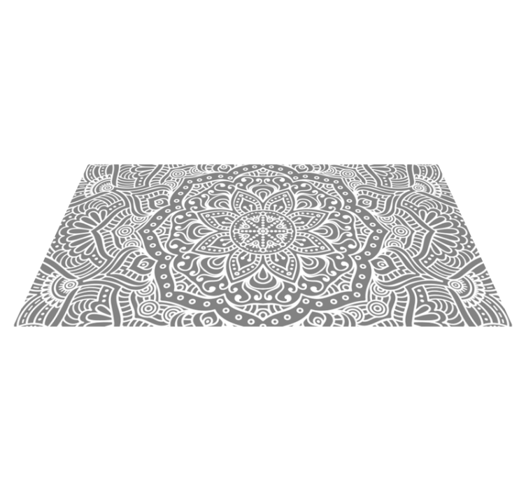 Ornate Grey Pattern mandala vinyl rug - TenStickers