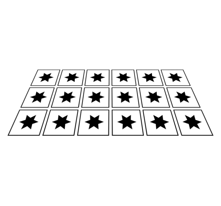 White star black tile effect vinyl rug - TenStickers