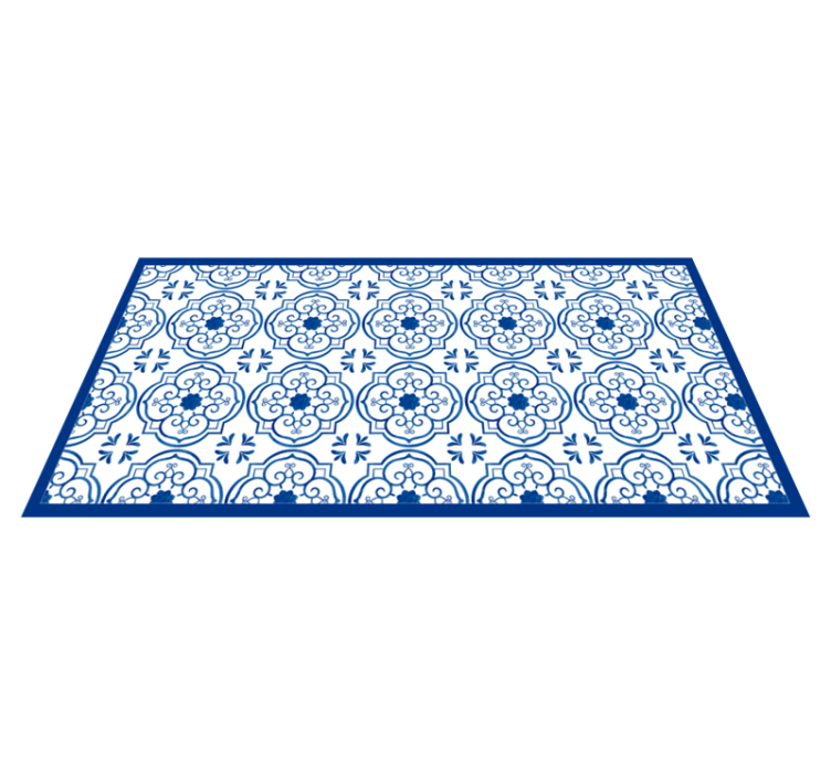 Blue shapes mandala vinyl rug - TenStickers