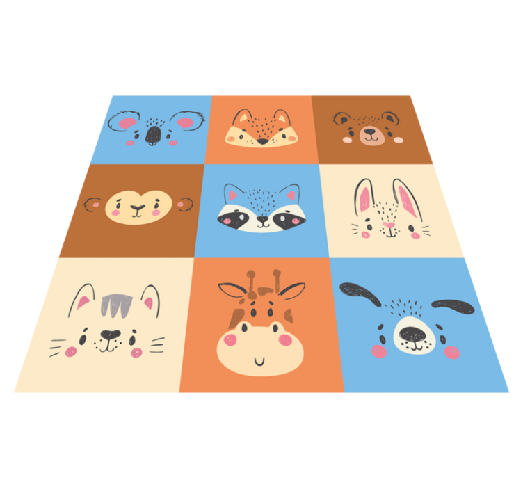 Baby animals tiles vinyl rug - TenStickers