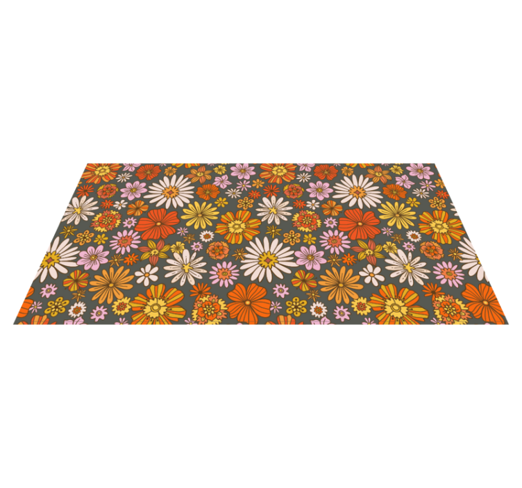 70's flowers floral vinyl rug - TenStickers