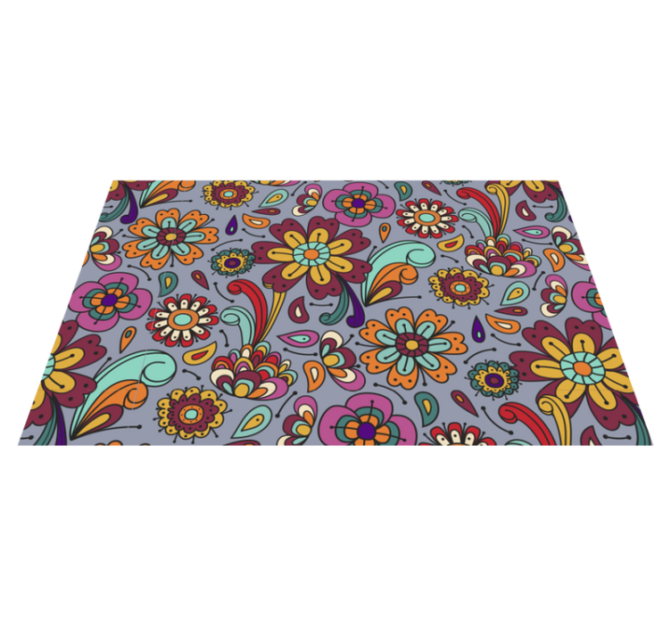70's retro flowers pattern floral rug - TenStickers